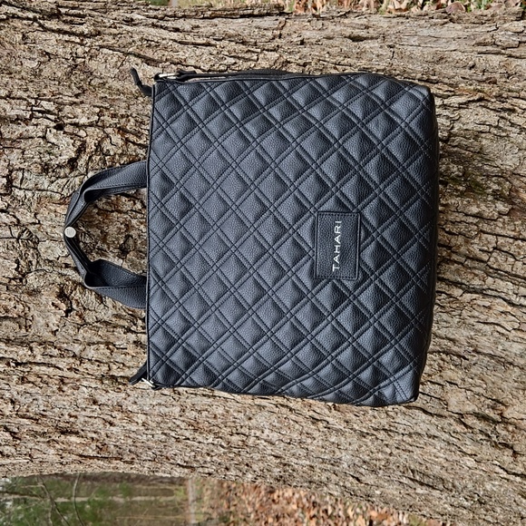 Tahari Handbags - TAHARI. Black Quilted Tote Bag. Faux Leather. NWOT!